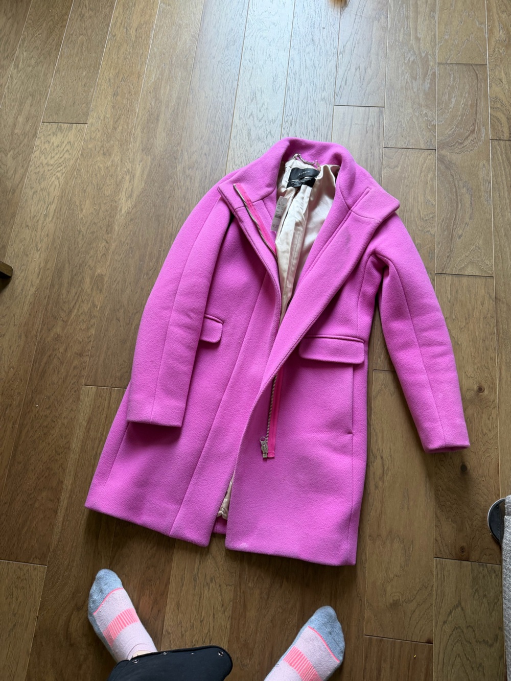 J. Crew Vibrant Pink Wool Blend Pea Coat - Picture 2 of 6